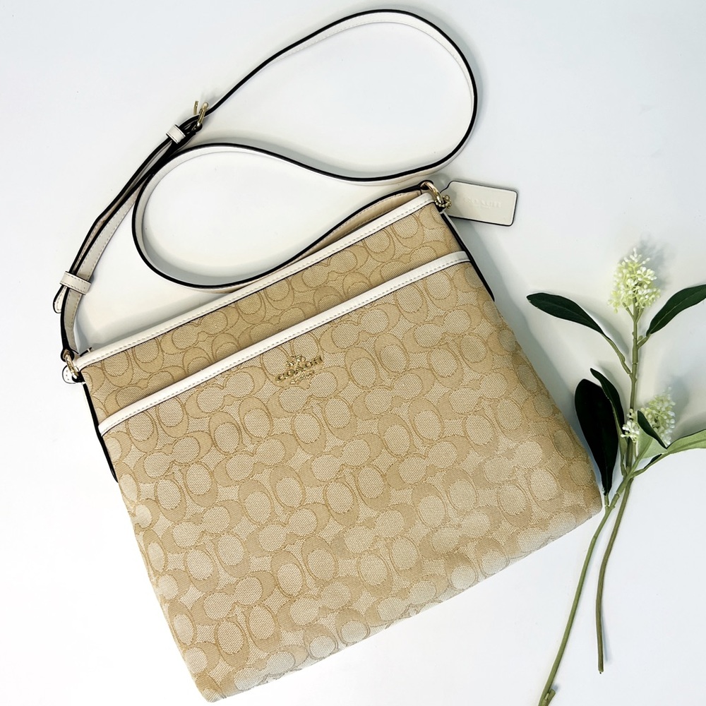COACH Beige/Vanilla Signature Crossbody Bag